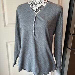 Eddie Bauer Charcoal Buttoned V-Neck Henley. 2XL